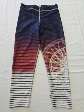 Zara Terez / Soulcycle Ombre Navy/ Red Striped Active Compression Leggings Sz S